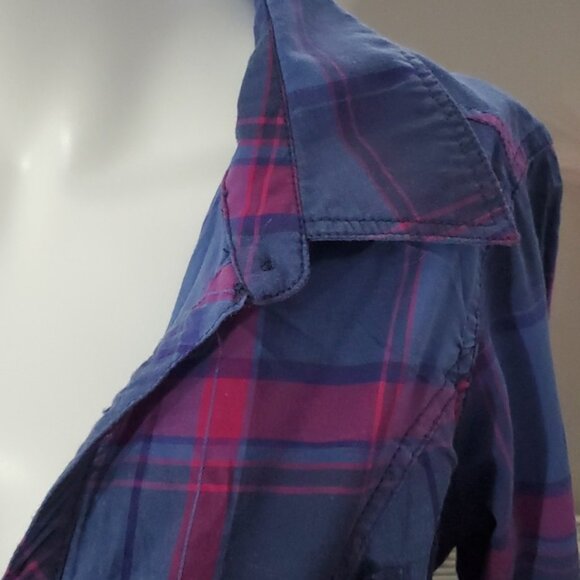 Cottagecore Garage Plaid Purple/Blue Cotton Long Sleeved Shirt- XS - Picture 7 of 12